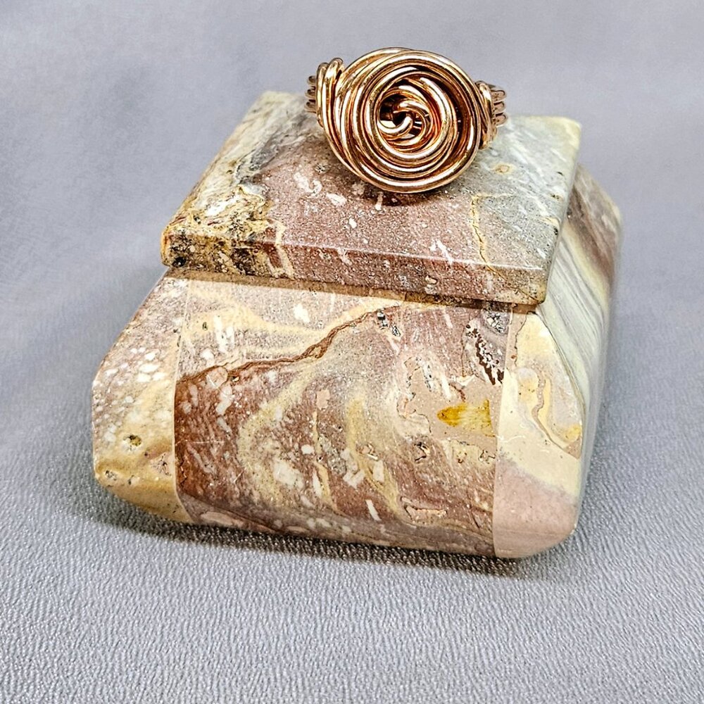 NWOT Ring!! 12ga Copper Wire Wrapped Rose Swirl Handmade - Size 8 1/4